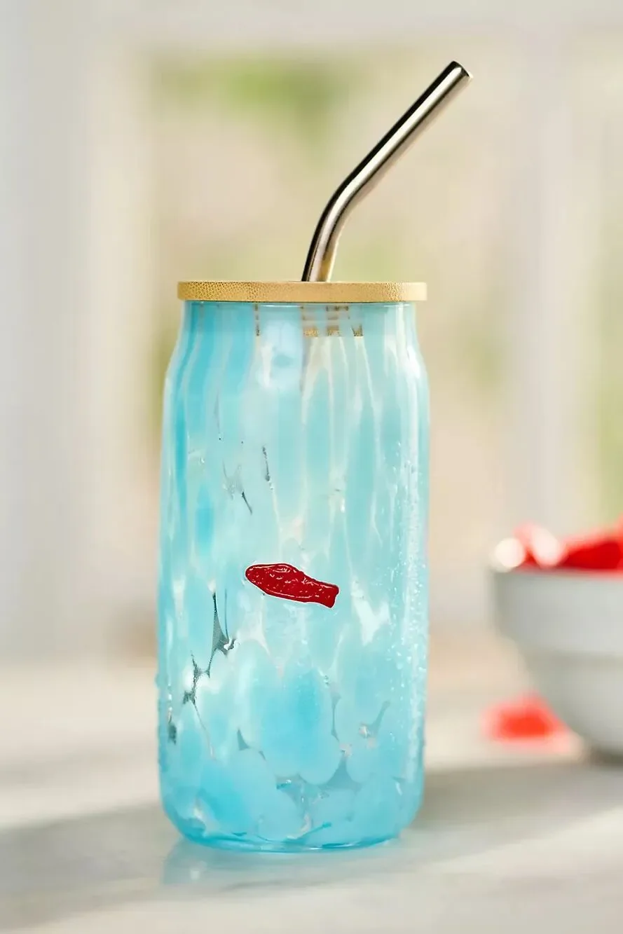 NIB Anthropologie Confetti Icon Juice Glass Tumbler with Lid